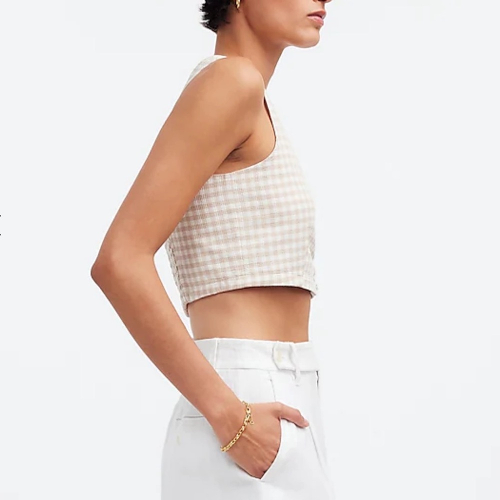 Madewell Cropped Vest Linen Top - Picture 2 of 6